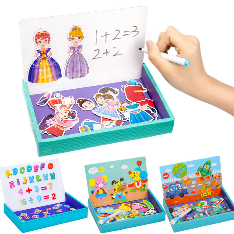 Magnetic Drawing Board - กระดาษปริศนาสัตว์อเนกประสงค์ อุปกรณ์ส่งเสริมการเรียนการสอนในโรงเรียน รางวัล กระดานวาดภาพแม่เหล็ก กระดานดำ TMZ