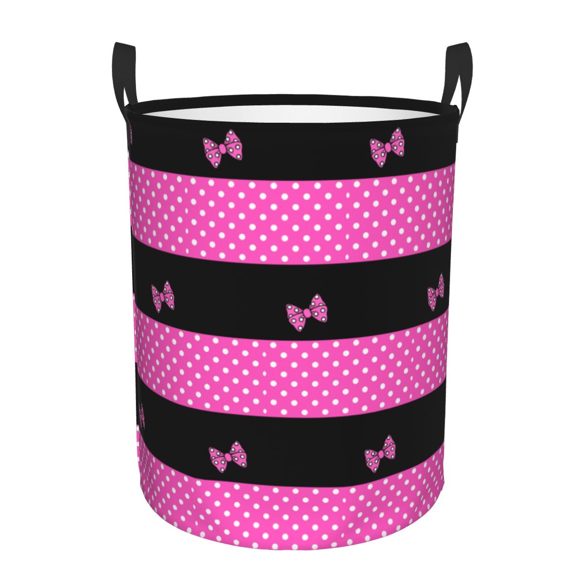 Kids Toys Basket - ตะกร้าผ้าลายจุดมินนี่สีชมพูพับได้ลายมินนี่ตะกร้าใส่เสื้อผ้าของเล่นแบบเคลื่อนไหวได้กล่องจัดเก็บสำหรับเด็กสถานรับเลี้ยงเด็ก