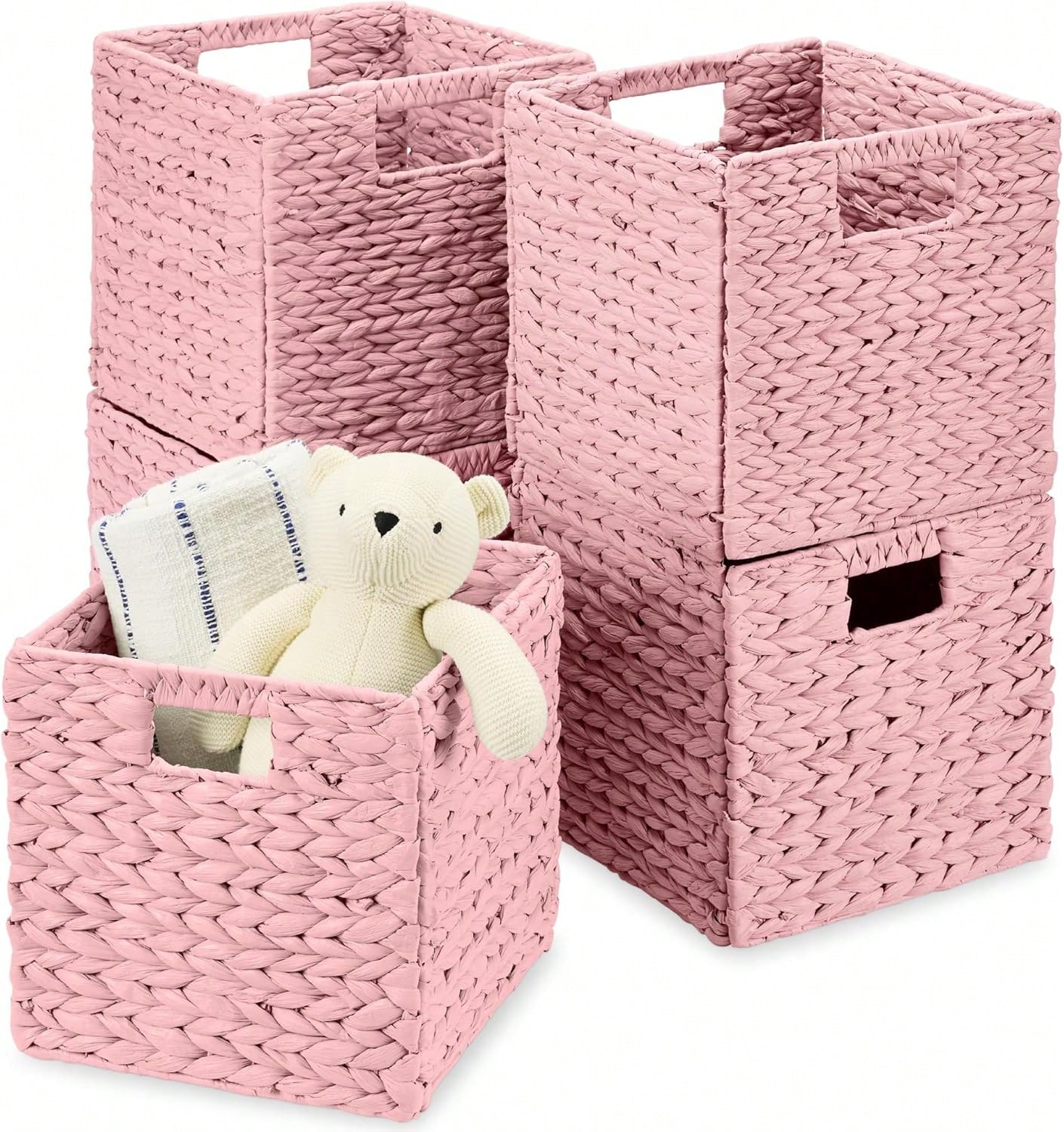 Kids Toys Basket - ตะกร้าเก็บของทรงลูกบาศก์ขนาด 10.5x10.5 นิ้ว แพ็ค 5 ใบ,