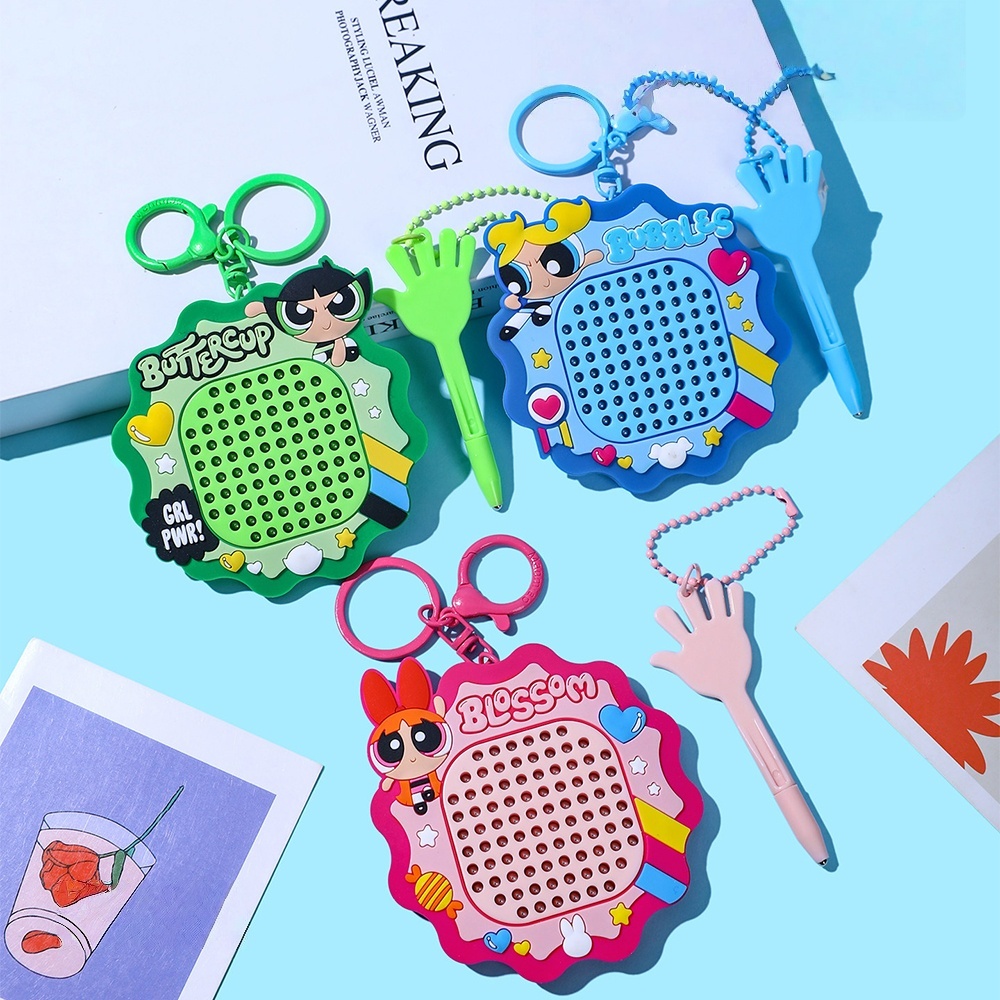 Magnetic Drawing Board - พวงกุญแจกระดานวาดภาพแม่เหล็ก The Powerpuff Girls น่ารัก ใช้แขวนกระเป๋าเป้
