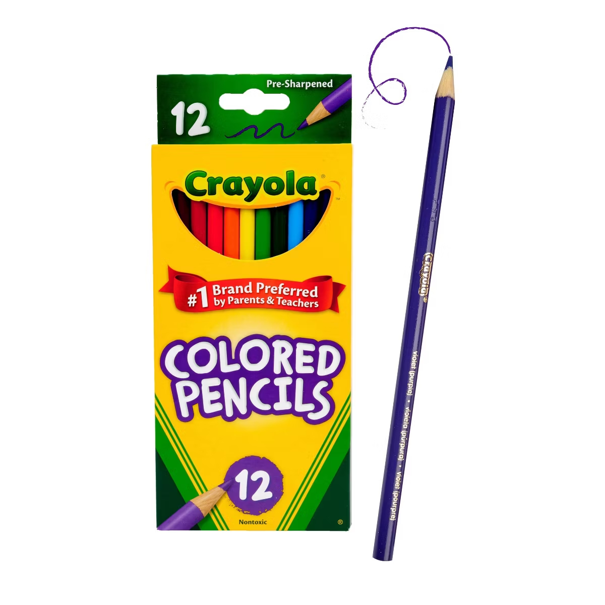 Crayola Art Supply - ดินสอสี Crayola 12 แท่ง ปลายแหลมพร้อมใช้งาน สีคลาสสิก