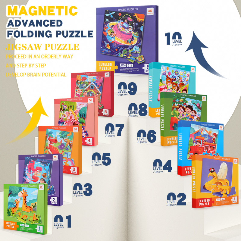Kids Quiet Toys - ตัวต่อแม่เหล็กไม้ลายการ์ตูน หนังสือเงียบๆ สำหรับเด็ก เกมจิ๊กซอว์ ของเล่นเสริมพัฒนาการแบบมอนเตสซอรี่สำหรับเด็ก