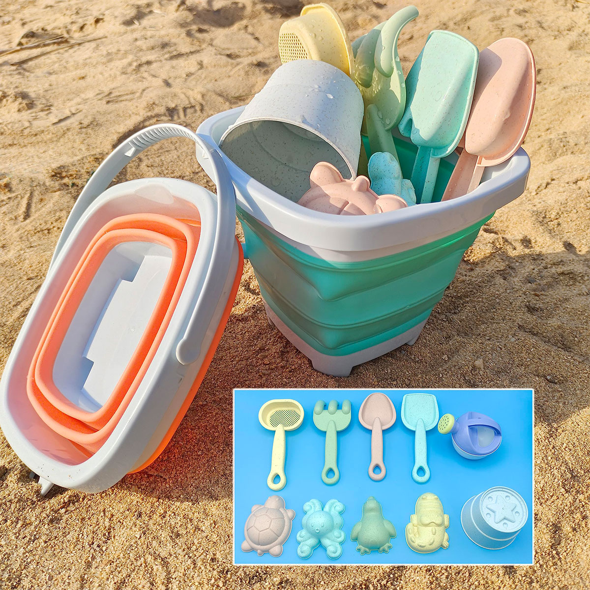 Kinetic Sand Mold - 11/5/1 PCS ชายหาดเล่นทรายน้ําชุดพับถังฤดูร้อนของเล่นเด็กเด็กเกมกลางแจ้ง Sandbox อุปกรณ์เสริมสีสุ่ม