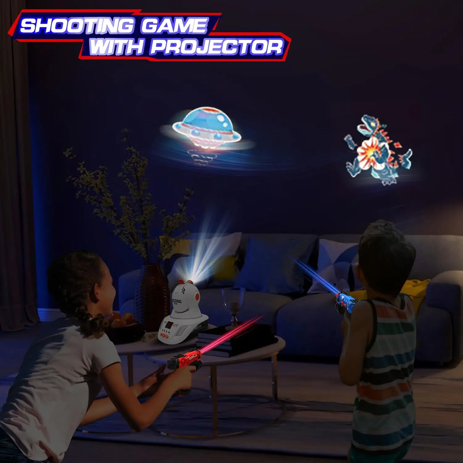 Laser Tag Set Kids - ชุดปืนเลเซอร์แท็ก 2 ผู้เล่น, ปืนของเล่นต่อสู้ด้วยอินฟราเรดพร้อมเป้าฉายภาพ, ของขวัญวันเกิดในอุดมคติสำหรับเด็ก