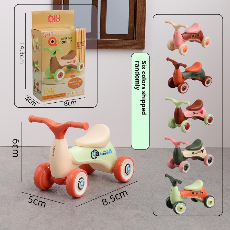 Kids Toys Cars - รถของเล่นเด็กแบบจำลองขนาดเล็กน่ารัก 1 ชิ้น รถสี่ล้อสำหรับเด็กเล็ก สกู๊ตเตอร์เลื่อนตกแต่ง ของเล่นประกอบสร้างสรรค์
