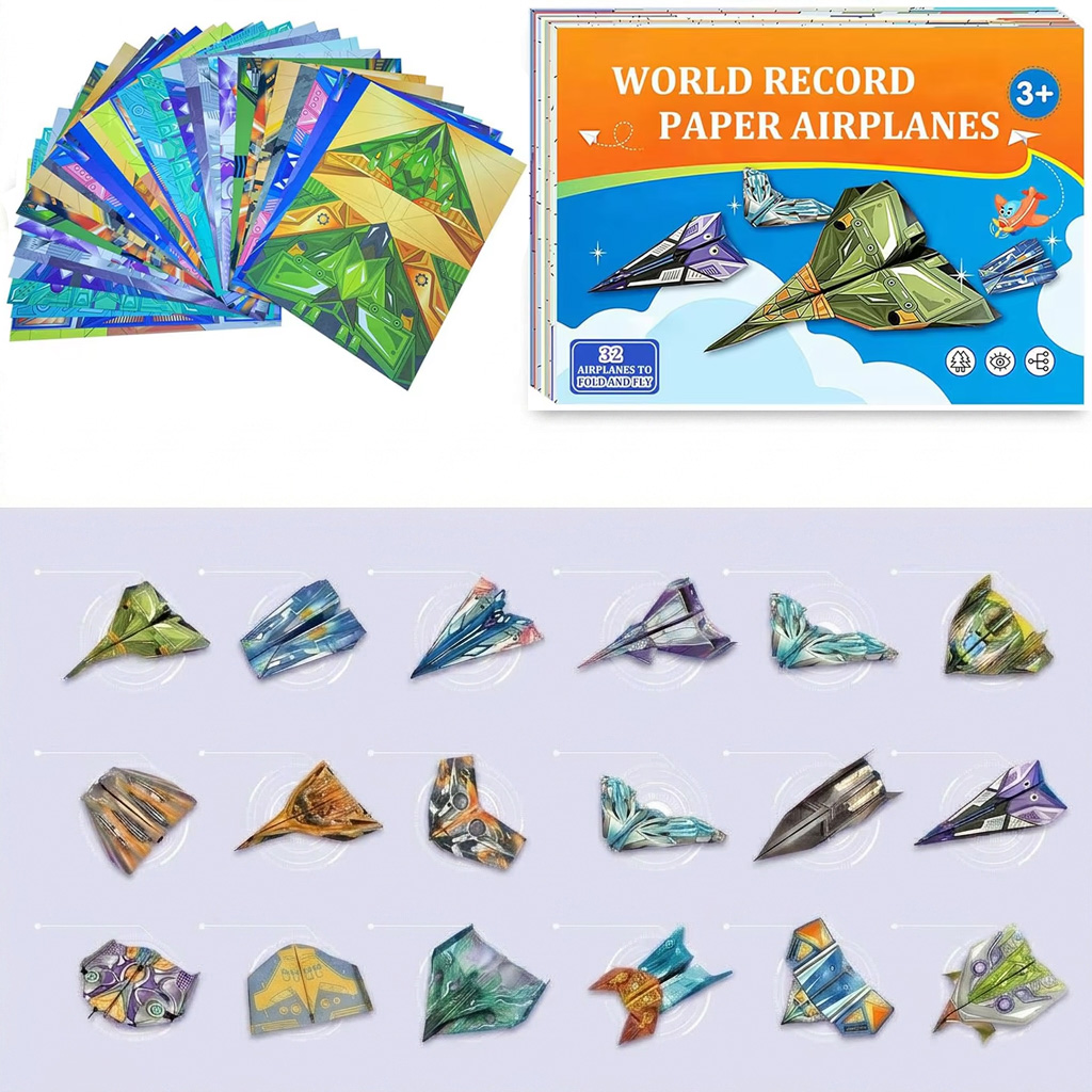Kids Toys Brands - ชุดเครื่องบินกระดาษสำหรับเด็ก 16 แบบ 32 ชิ้น กระดาษพับโอริกามิ