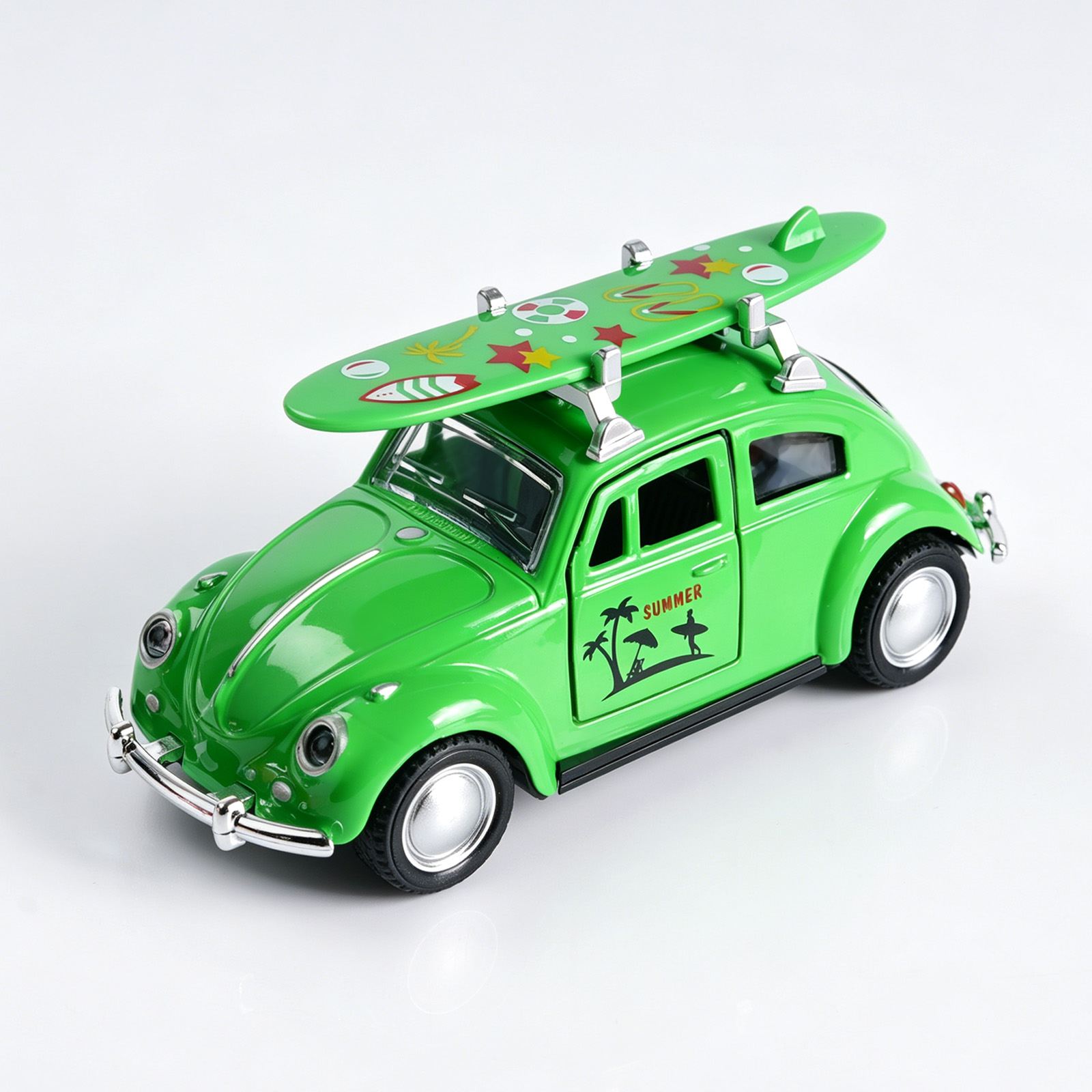 Kids Toys Cars - รถเหล็กหล่อรุ่น Retro Green Beetle ขนาด 1:36