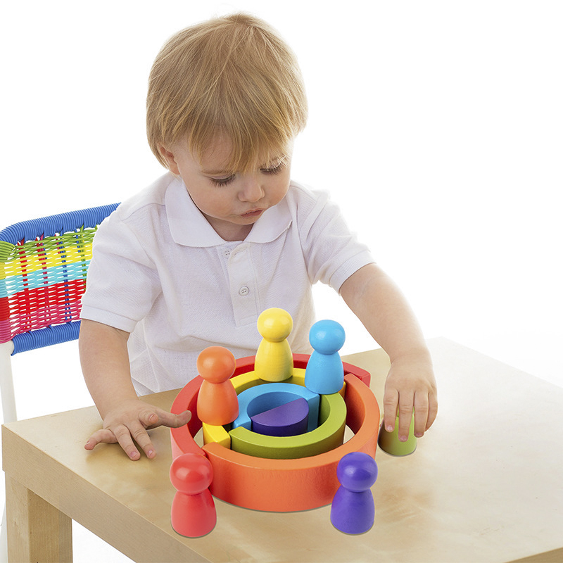 ของเล่นไม้รูปสายรุ้ง DIY สำหรั - Wooden Blocks Stacking บทวิจารณ์และราคา