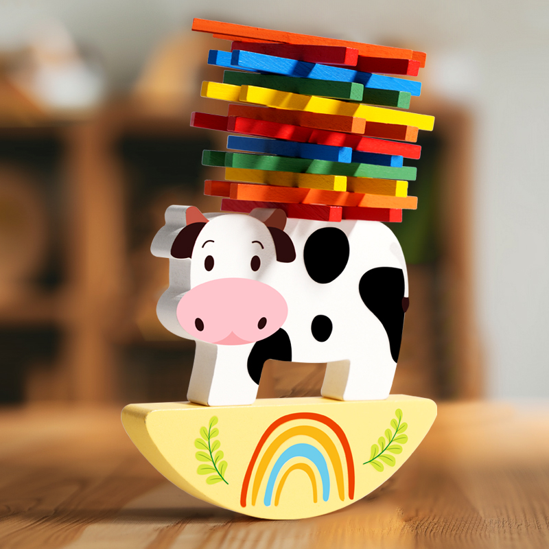 สัตว์ไม้ซ้อนบล็อกเกมวัวซ้อนของ - Wooden Blocks Stacking บทวิจารณ์และราคา