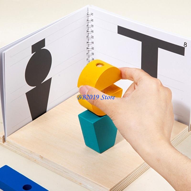 q0kb ปริศนาไม้เด็กซ้อนบล็อกรูป - Wooden Blocks Stacking บทวิจารณ์และราคา