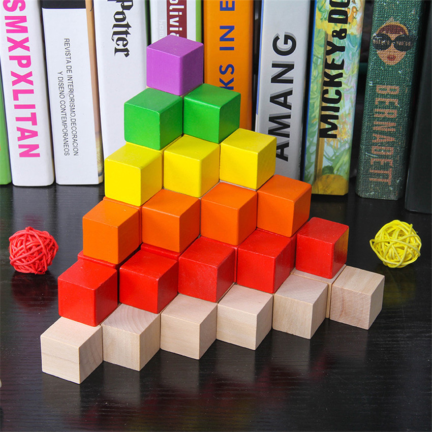 30 ชิ้น/ล็อต 2X2 ซม. ไม้หลากสี - Wooden Blocks Stacking บทวิจารณ์และราคา