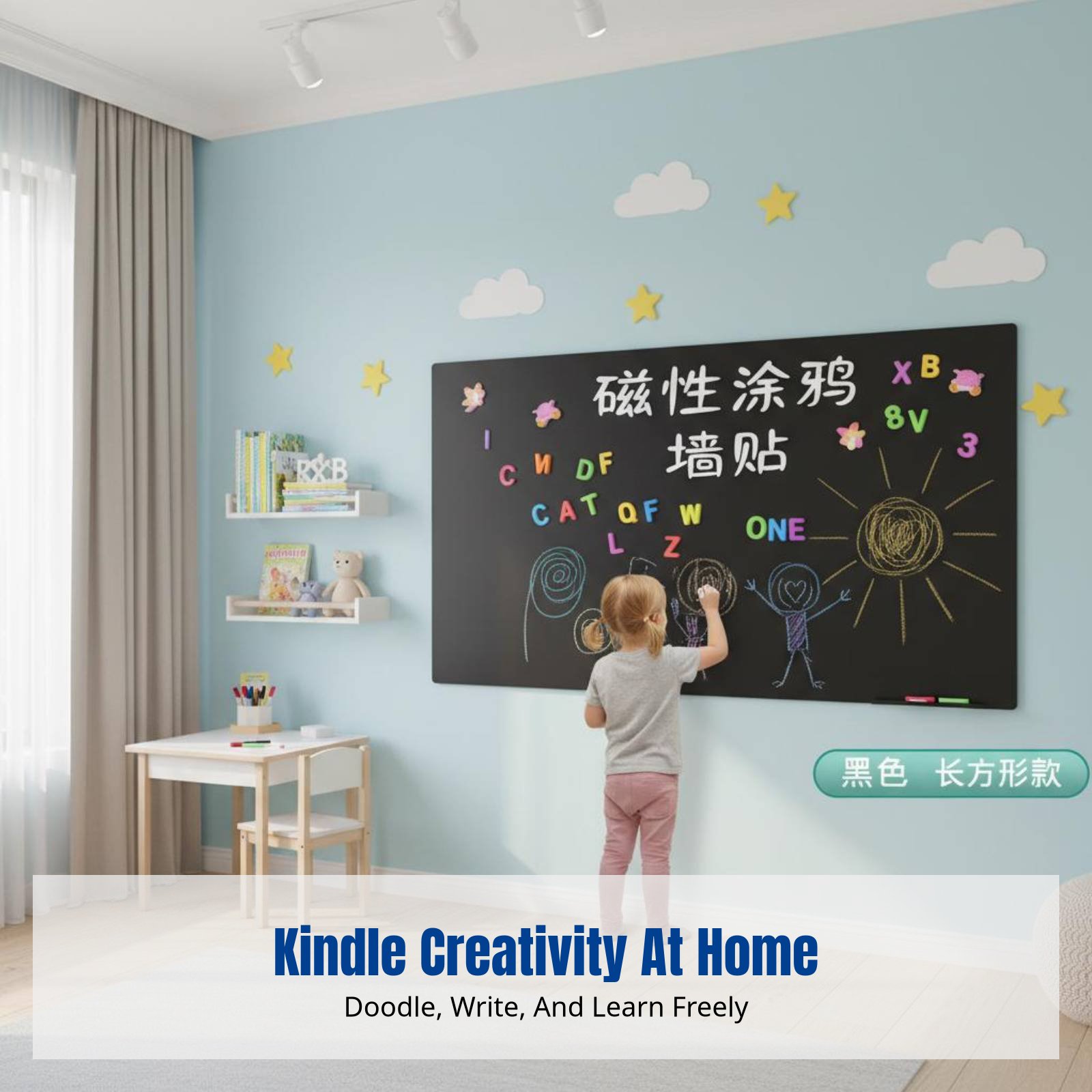สติกเกอร์ติดผนังไวท์บอร์ดสำหรั - Magnetic Drawing Board บทวิจารณ์และราคา